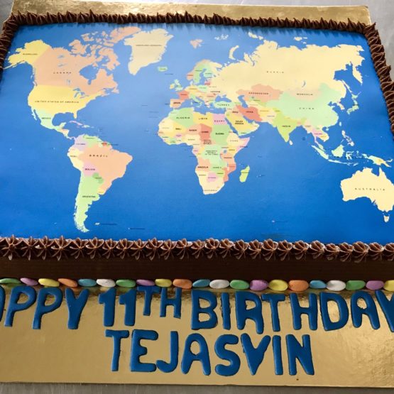 18th Birthday Cake Ideas for a Memorable Celebration : Matte Black World  Map Cake